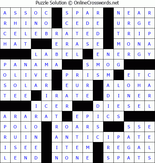 Solution for Crossword Puzzle #61698