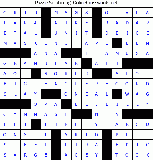 Solution for Crossword Puzzle #6229