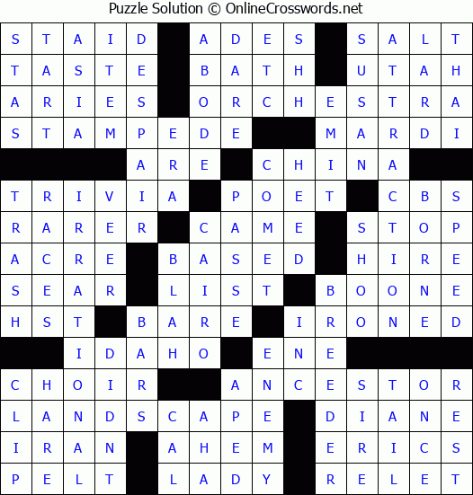 Solution for Crossword Puzzle #62353