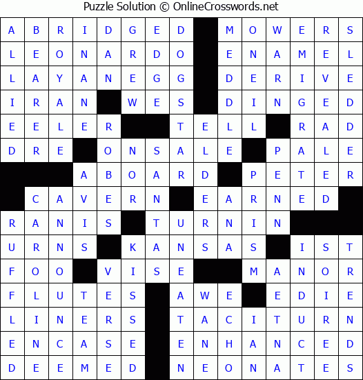 Solution for Crossword Puzzle #6365