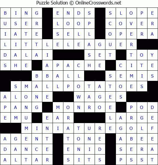 Solution for Crossword Puzzle #6416