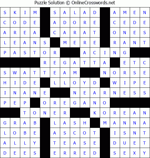 Solution for Crossword Puzzle #64238