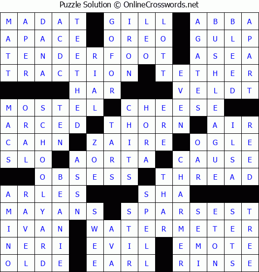 Solution for Crossword Puzzle #6481