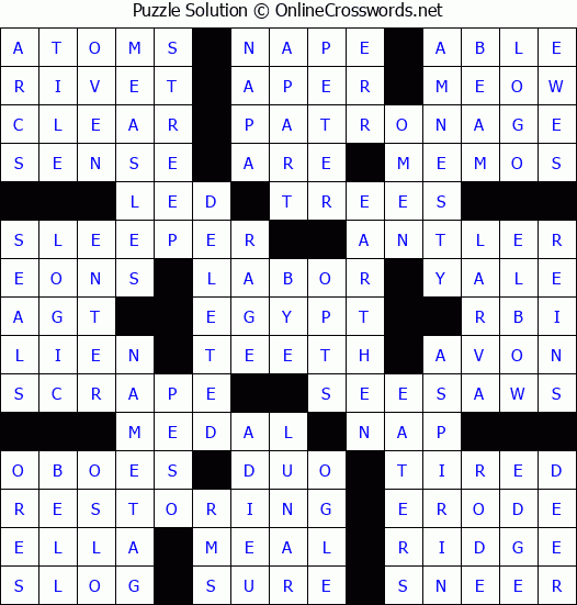 Solution for Crossword Puzzle #64829