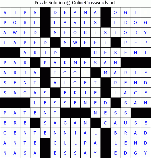 Solution for Crossword Puzzle #65027