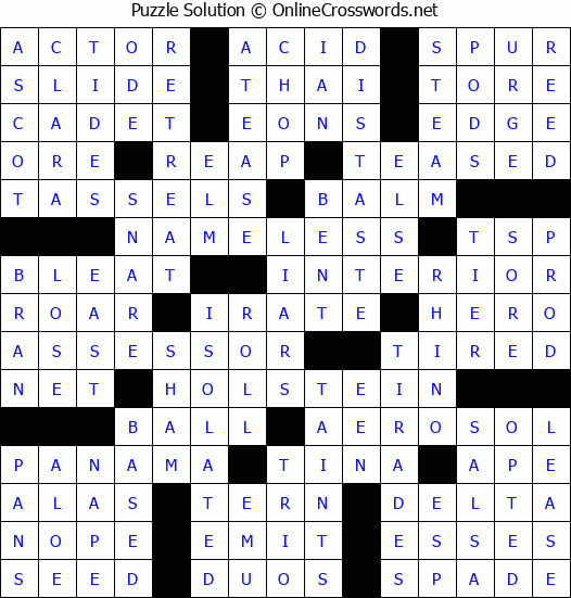 Solution for Crossword Puzzle #65031