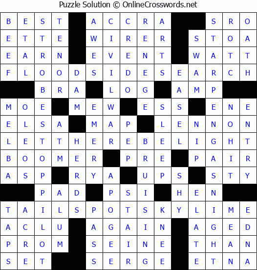 Solution for Crossword Puzzle #6530