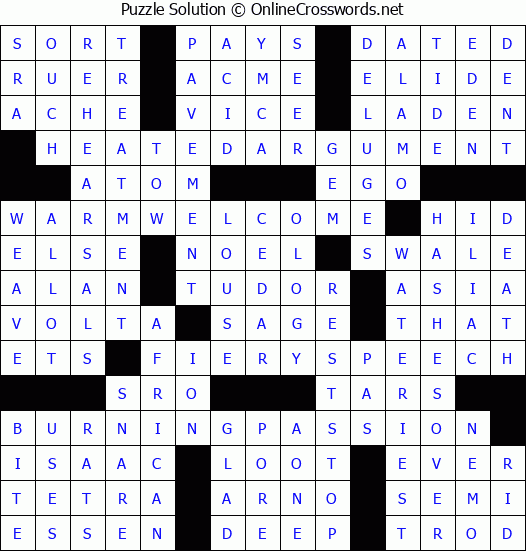 Solution for Crossword Puzzle #6550