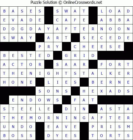 Solution for Crossword Puzzle #6552