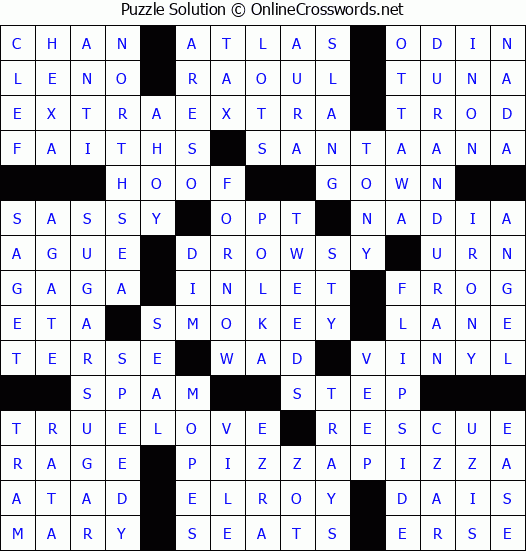 Solution for Crossword Puzzle #6603