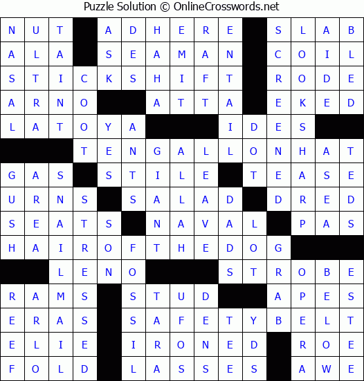 Solution for Crossword Puzzle #6644