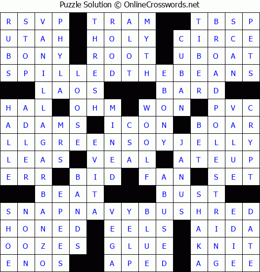 Solution for Crossword Puzzle #6804