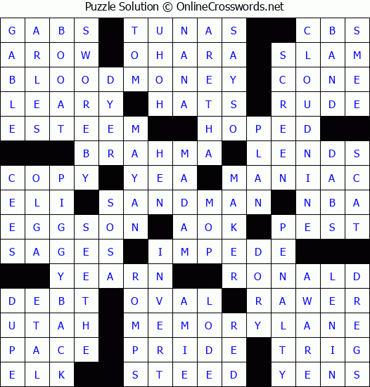 Solution for Crossword Puzzle #6833