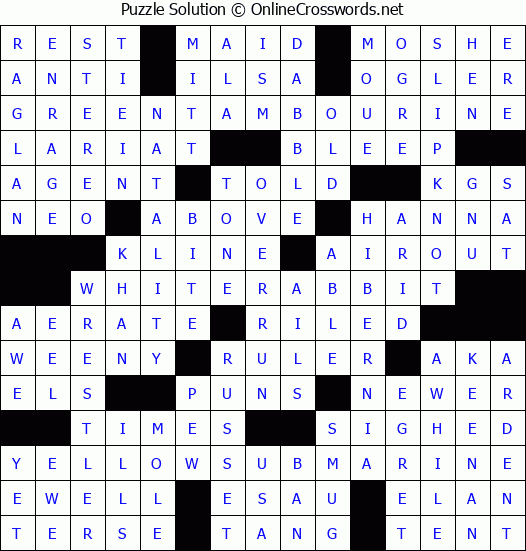 Solution for Crossword Puzzle #6842