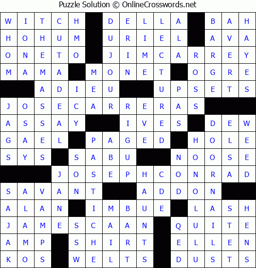Solution for Crossword Puzzle #6947