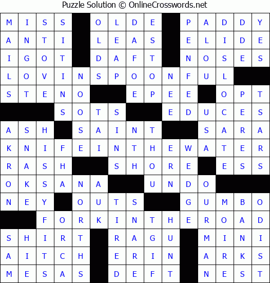Solution for Crossword Puzzle #6956