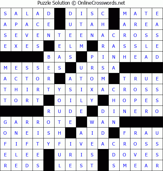 Solution for Crossword Puzzle #6959