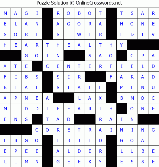 Solution for Crossword Puzzle #6995