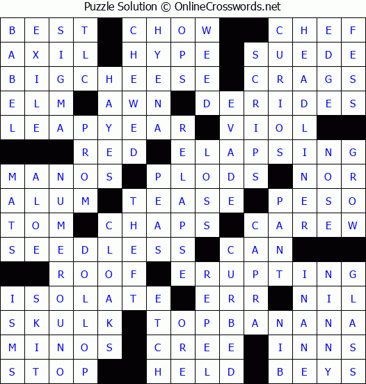 Solution for Crossword Puzzle #7224