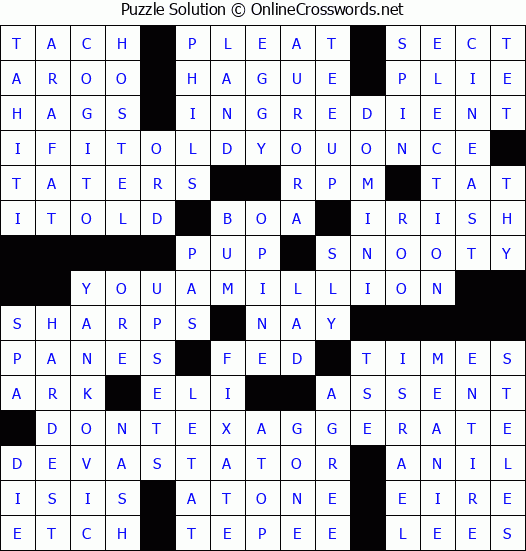 Solution for Crossword Puzzle #7258