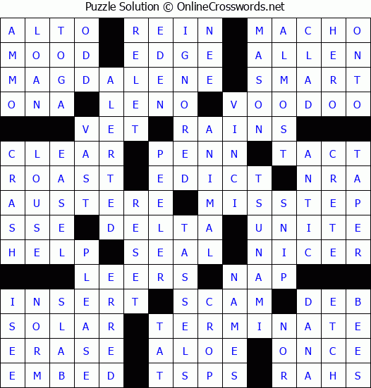 Solution for Crossword Puzzle #72926