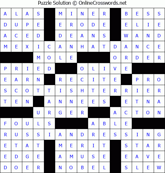 Solution for Crossword Puzzle #7371