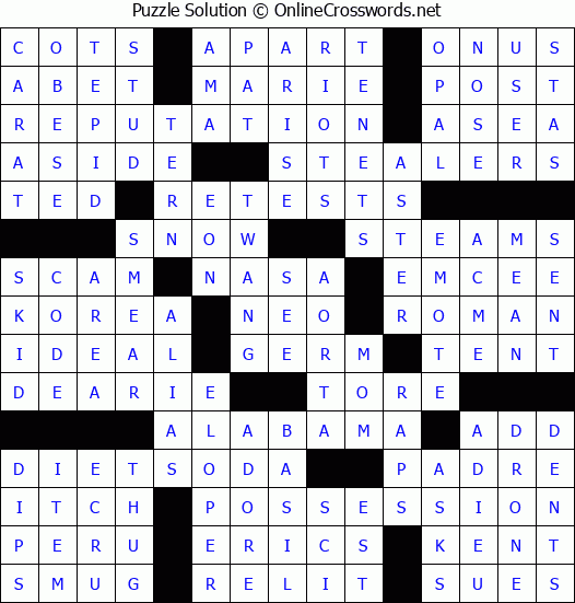 Solution for Crossword Puzzle #76082