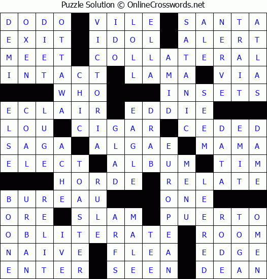 Solution for Crossword Puzzle #78587
