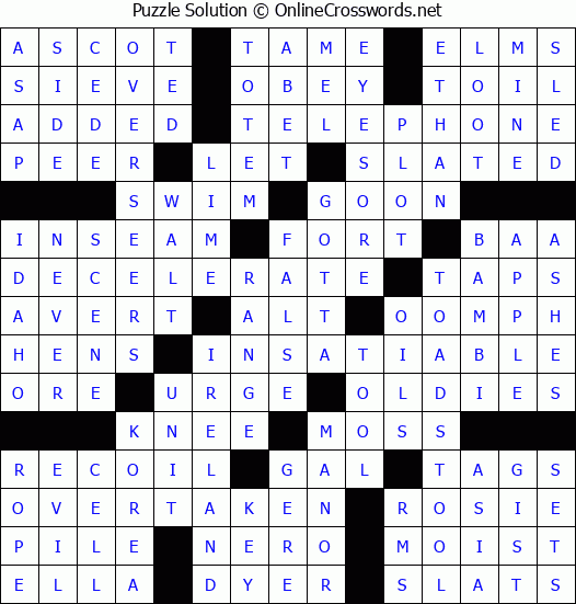 Solution for Crossword Puzzle #79094