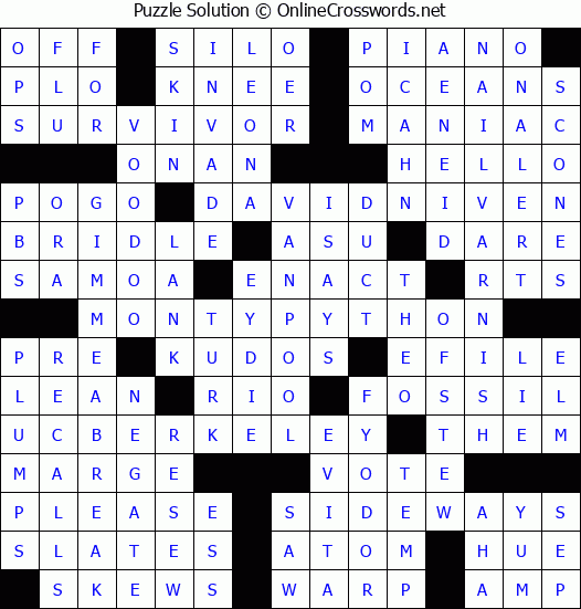 Solution for Crossword Puzzle #8213