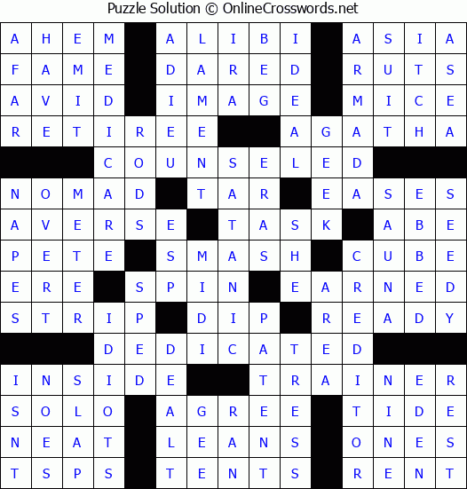 Solution for Crossword Puzzle #82310