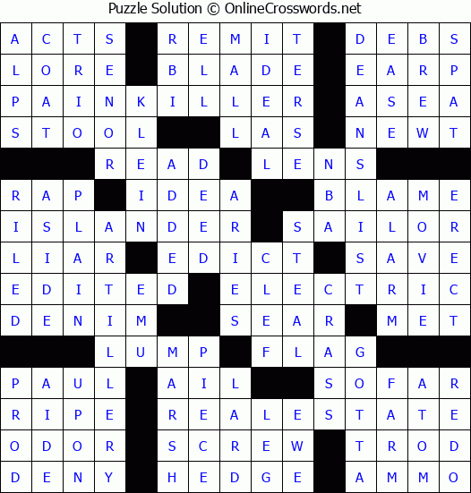 Solution for Crossword Puzzle #82600