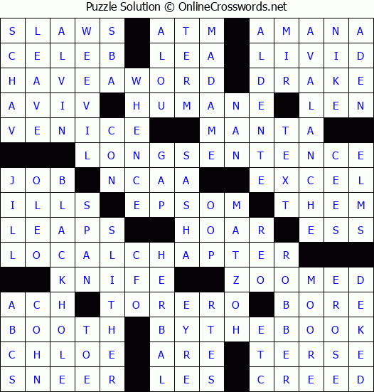 Solution for Crossword Puzzle #8286