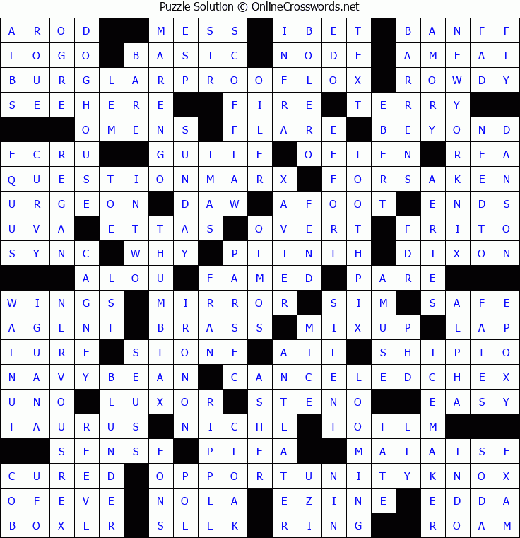 Solution for Crossword Puzzle #8306