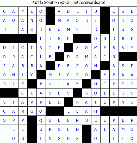 Solution for Crossword Puzzle #8346