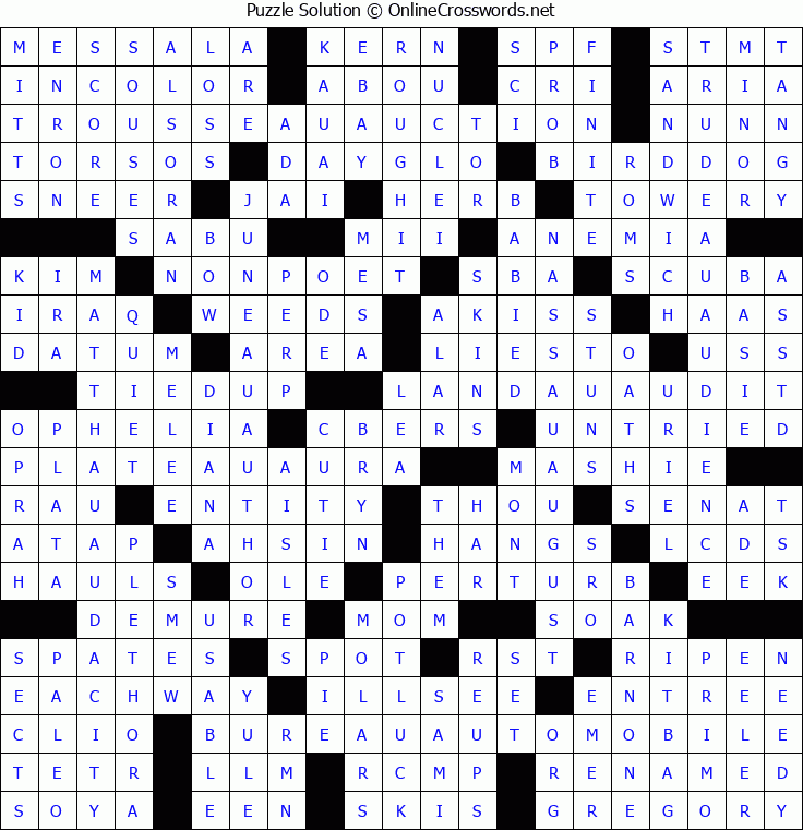 Solution for Crossword Puzzle #8355
