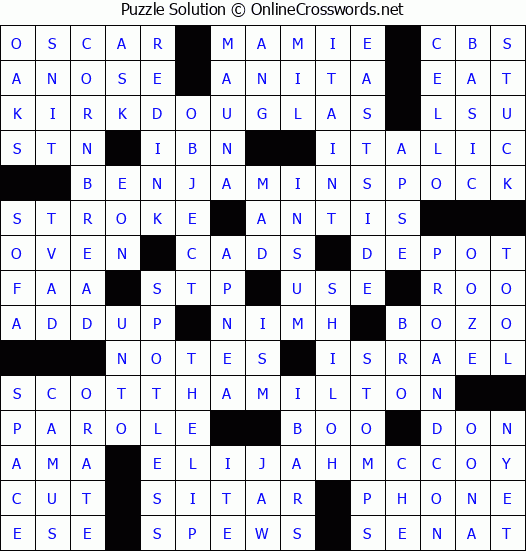 Solution for Crossword Puzzle #8358