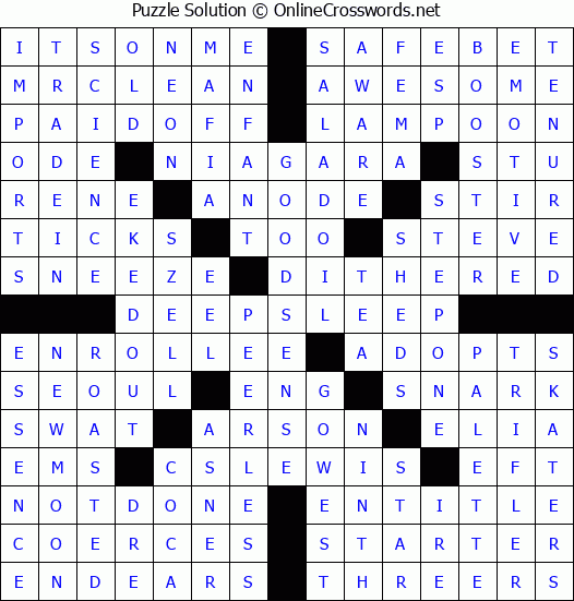 Solution for Crossword Puzzle #8368