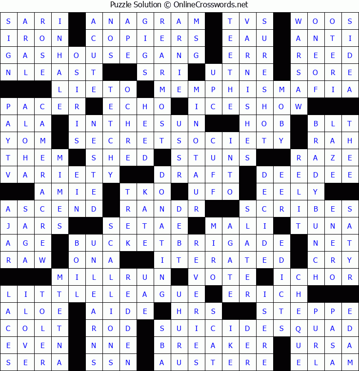 Solution for Crossword Puzzle #8369
