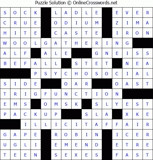 Solution for Crossword Puzzle #8399