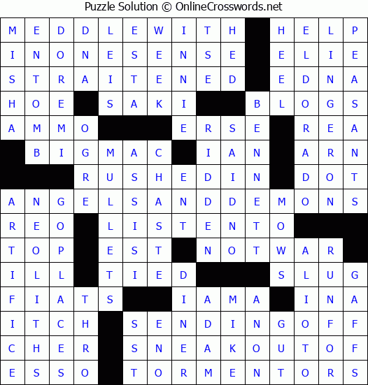 Solution for Crossword Puzzle #8423