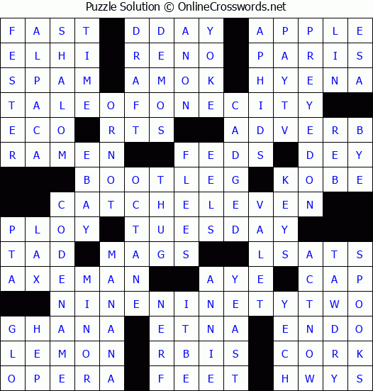 Solution for Crossword Puzzle #8467