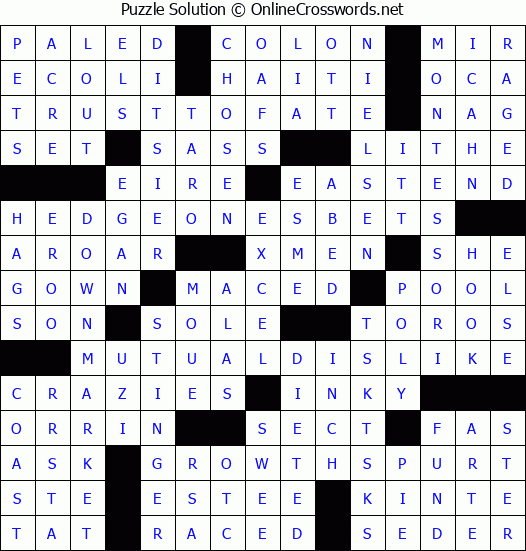 Solution for Crossword Puzzle #8468