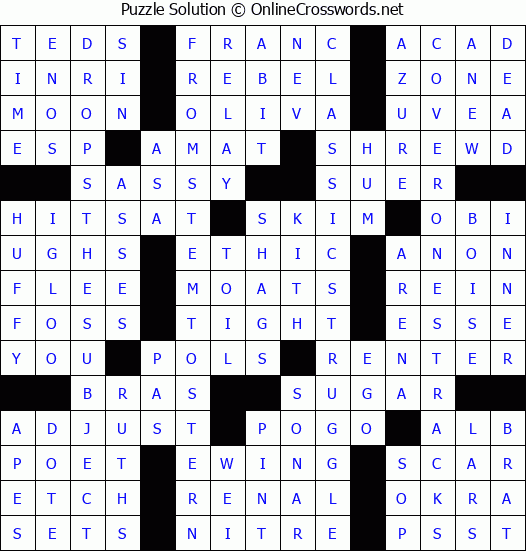 Solution for Crossword Puzzle #8470