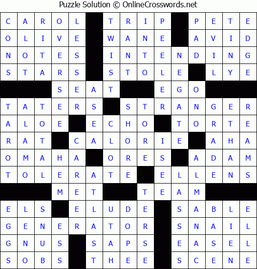 Solution for Crossword Puzzle #84735