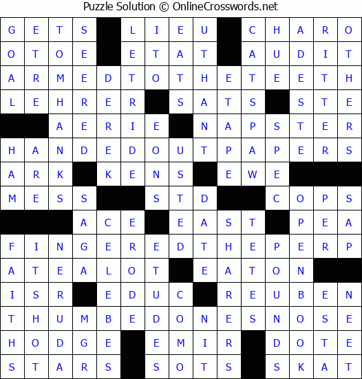Solution for Crossword Puzzle #8476