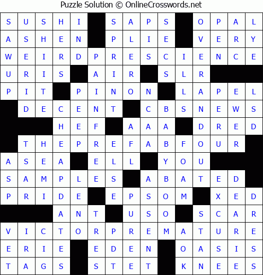Solution for Crossword Puzzle #8478