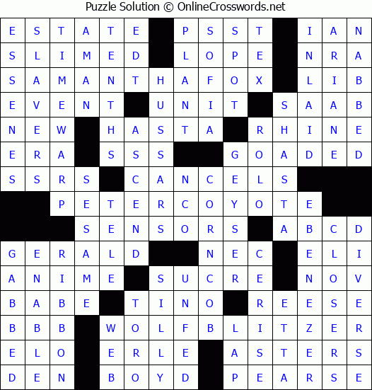 Solution for Crossword Puzzle #8484