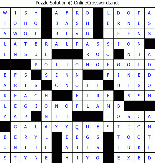 Solution for Crossword Puzzle #8485