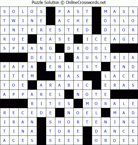 Solution for Crossword Puzzle #86704